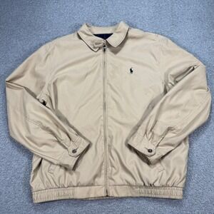 Polo Ralph Lauren Harrington Jacket Men's Large Beige Plaid Lined Bomber